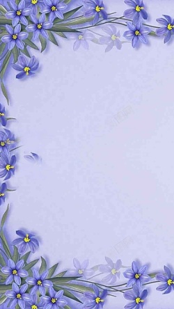 花店名片蓝色梦幻花朵H5背景高清图片