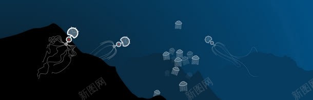 海底水母banner创意jpg设计背景_新图网 https://ixintu.com 卡通 手绘 漫画 金融