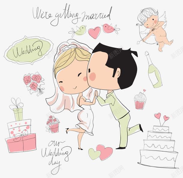手绘卡通婚礼人物png免抠素材_新图网 https://ixintu.com 人物插画 卡通婚礼人物 卡通漫画 可爱 婚庆 婚礼插画 婚礼漫画 手绘 手绘新娘 手绘新郎 新娘 新郎 时尚 浪漫 生活百科 结婚