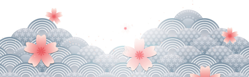 日式樱花背景图jpg设计背景_新图网 https://ixintu.com 日式 日本 樱花 樱花节 海报banner 海浪 灰色