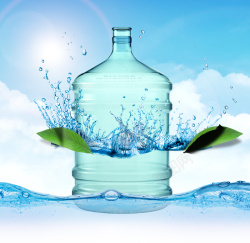 桶装水广告蓝色矿泉水背景高清图片