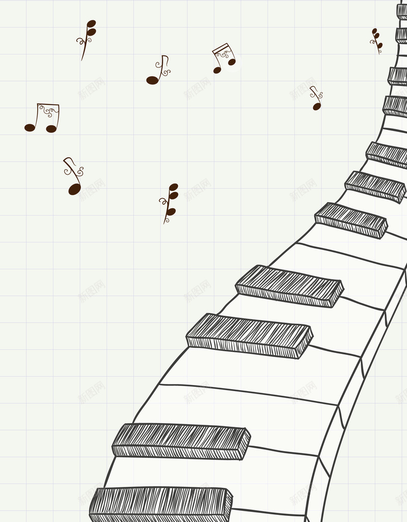 矢量琴键手绘音乐宣传背景ai设计背景_新图网 https://ixintu.com 手绘 歌唱 海报 演奏会 琴键 钢琴 钢琴培训 钢琴宣传 钢琴演奏 音乐 音乐培训 音乐教育 音符 矢量图