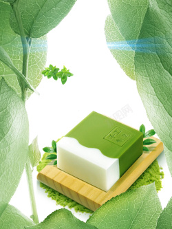 绿色产品介绍绿色清新抹茶手工皂促销海报背景高清图片