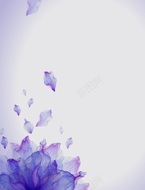 矢量紫色浪漫梦幻花朵花瓣飞舞背景背景