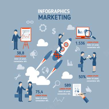 商务人物市场营销信息图矢量背景背景
