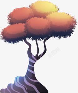 观赏树木手绘水彩创意观赏树木矢量图高清图片