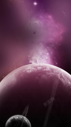 紫色手机壁纸星球光束H5背景高清图片