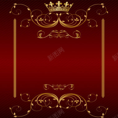 金色花纹质感皇冠背景矢量图背景
