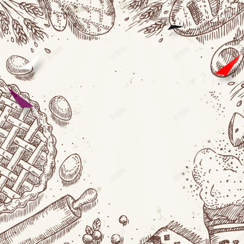 手绘首图psd设计背景_新图网 https://ixintu.com 主图 冰淇淋 卡通 手绘 童趣 紫色 麦穗