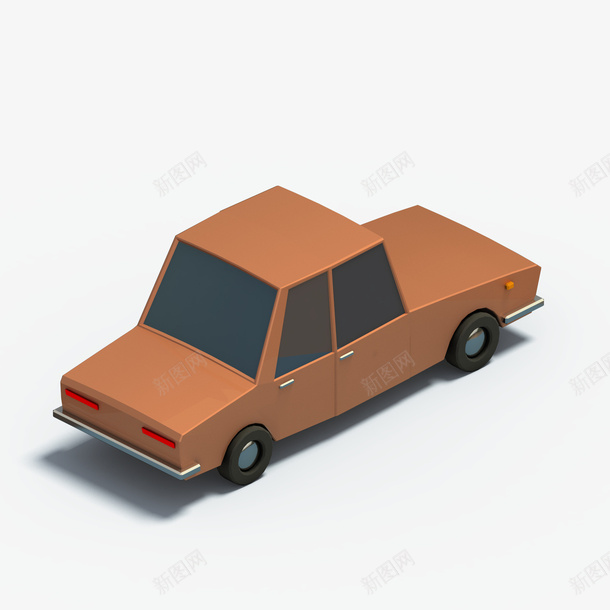 棕色汽车模型背面png免抠素材_新图网 https://ixintu.com 仿真 可爱 夸张 汽车模型 立体 等轴3D 红色尾灯 高端 黑色玻璃