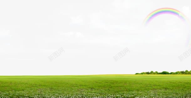 绿色草原psd免抠素材_新图网 https://ixintu.com 地面 彩虹 环保素材 草原 草地