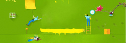 家具全屏海报装修卡通绿色海报banner背景高清图片
