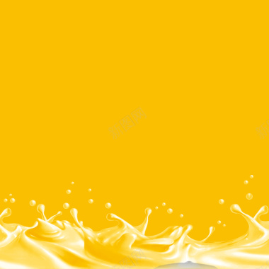 黄色底纹牛奶喷溅背景图背景