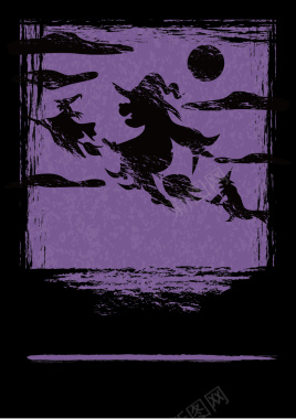 紫色女巫婆背景矢量图背景