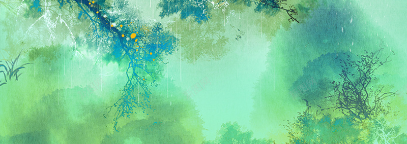 手绘古风山林jpg设计背景_新图网 https://ixintu.com 下雨 中国风 古风 山林 手绘 海报banner 绿色