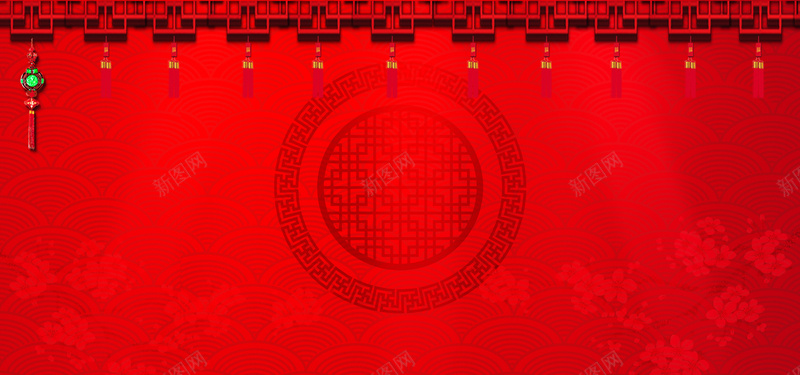 中式婚礼纹理中国风红色banner背景背景