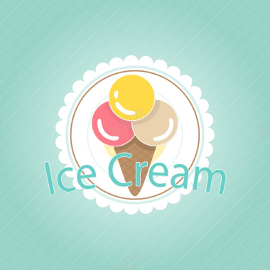 清新挖球冰淇淋海报矢量片背景