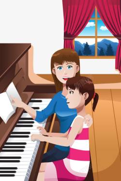 钢琴老师卡通儿童高清图片
