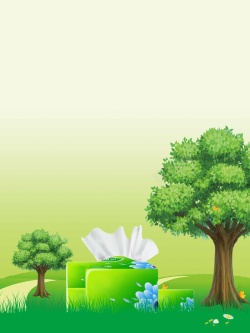 卡通面巾卫生纸面巾纸绿色森林促销海报背景模高清图片