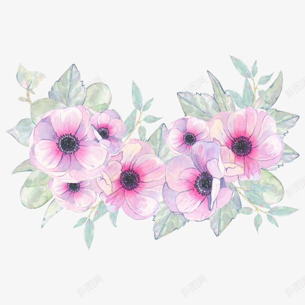 水彩紫色花朵简图png免抠素材_新图网 https://ixintu.com 叶子 水彩 简图 绿植 美丽的 花卉 花朵 装饰