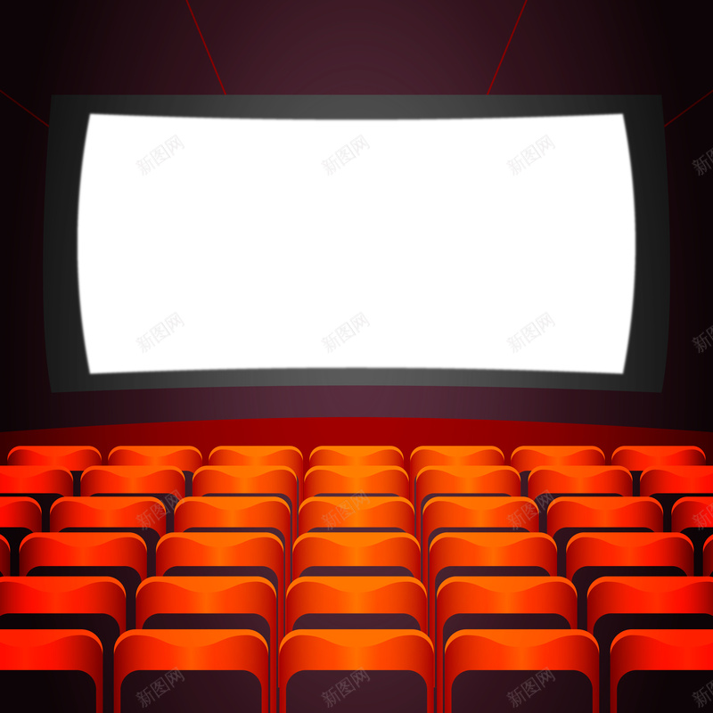 考究的电影院广告宣传背景矢量图eps设计背景_新图网 https://ixintu.com 电影院 电影院广告 电影院广告宣传背景 电影院背景 白色 白色屏幕 红色 红色座椅 荧屏 矢量图