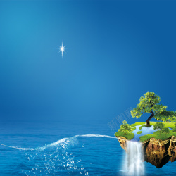 净水器宣传海报蓝色树木海洋净水器宣传海报背景高清图片