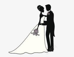 婚礼背景图案手绘风格婚礼新郎新娘婚礼身穿白高清图片