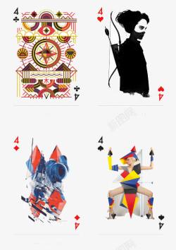 红桃4创意扑克牌4视觉高清图片