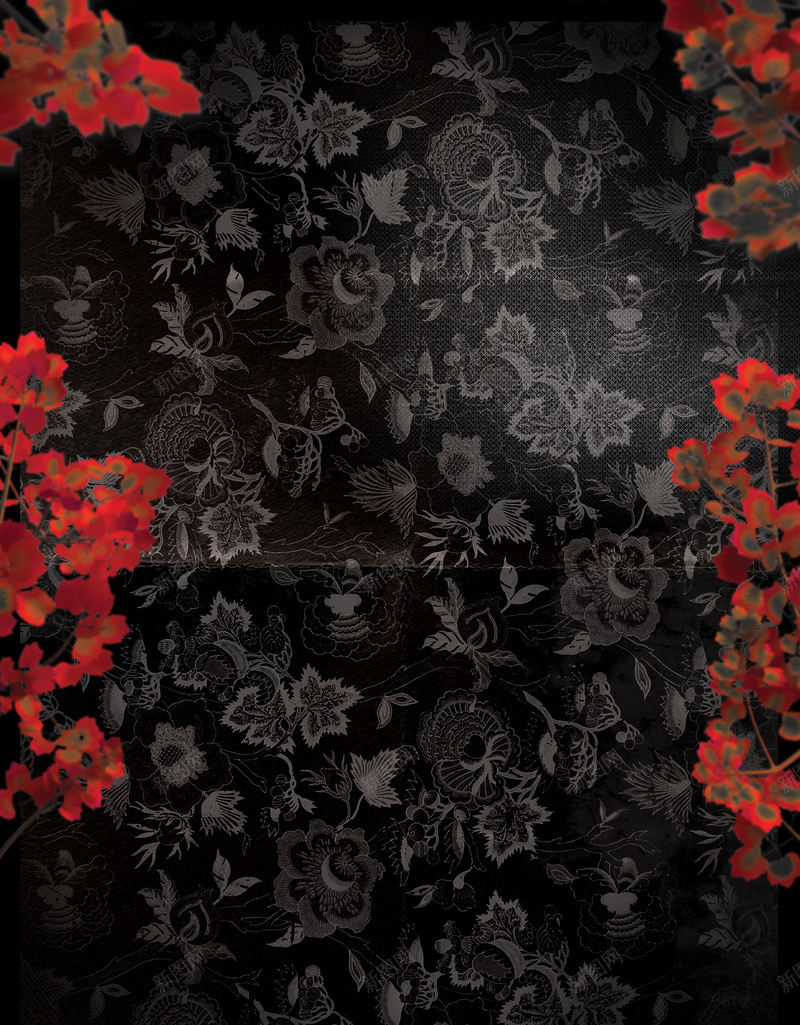 黑色纹理花朵背景psd设计背景_新图网 https://ixintu.com 红色 红色花朵 纹理 背景 背景素材 花纹 质感 黑暗风格 黑色 黑色纹理