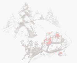 水墨风格圣诞节美化森林简笔素材