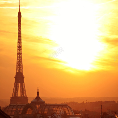 巴黎铁塔的夕阳背景摄影图片