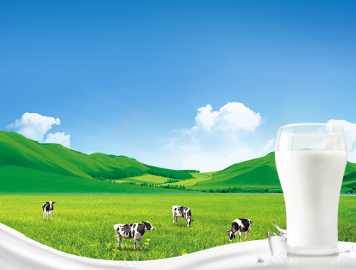 绿色营养健康牛奶宣传海报背景