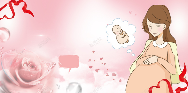 粉色卡通手绘孕妇妇科展板背景背景