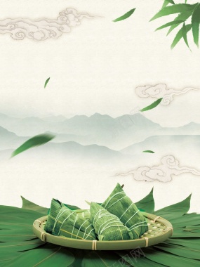 中国风粽叶粽子背景背景