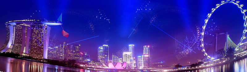 新加坡城市夜景psd_新图网 https://ixintu.com 商务 城市 大气 房地产 摄影 海报banner 虚化 酷炫 风景