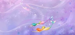 鲸鱼飞翔可爱卡通唯美紫色背景高清图片