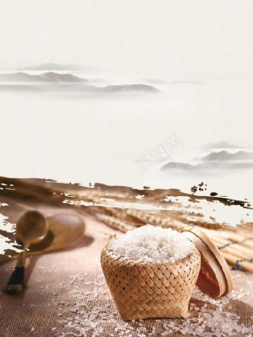 中式复古水稻大米海报背景背景