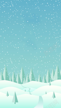 矢量蓝色手绘雪景插图背景