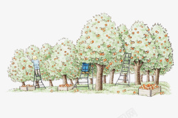 水果园彩绘手绘果园水果园图案高清图片