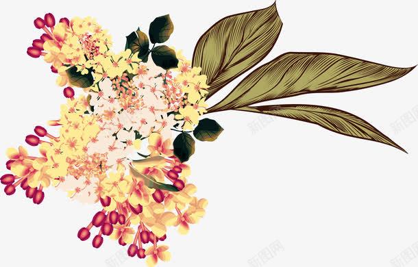 黄色桂花png免抠素材_新图网 https://ixintu.com 唯美 手绘 水彩 漂亮 花卉 花朵 装饰