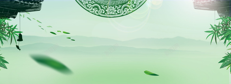 绿色复古玉器淘宝电商海报背景背景