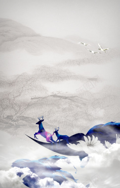 水墨画淡雅背景背景
