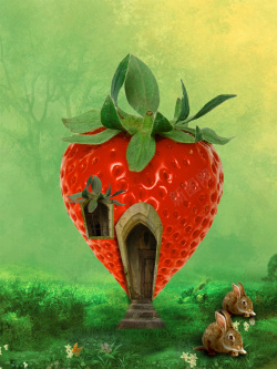 草莓房子合成草莓房子PSD背景图高清图片
