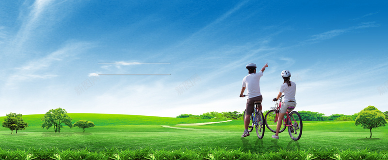 清新草地自行车绿色背景背景