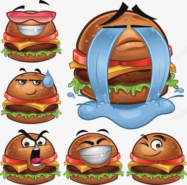 卡通汉堡包表情包png免抠素材_新图网 https://ixintu.com 卡通哭脸 插画 汉堡包 表情