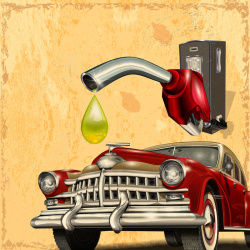 汽车加油站海报复古汽车海报背景矢量图高清图片