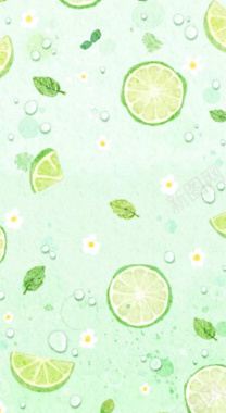 绿色柠檬清新底纹平面背景背景