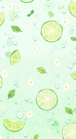 柠檬无缝背景绿色柠檬清新底纹平面背景高清图片