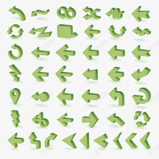 绿色箭头合集图标png_新图网 https://ixintu.com 双向箭头 圆形 立体 装饰