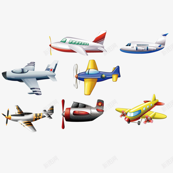 飞机合集矢量图ai免抠素材_新图网 https://ixintu.com 儿童飞机 模型 玩具 老式飞机 矢量图